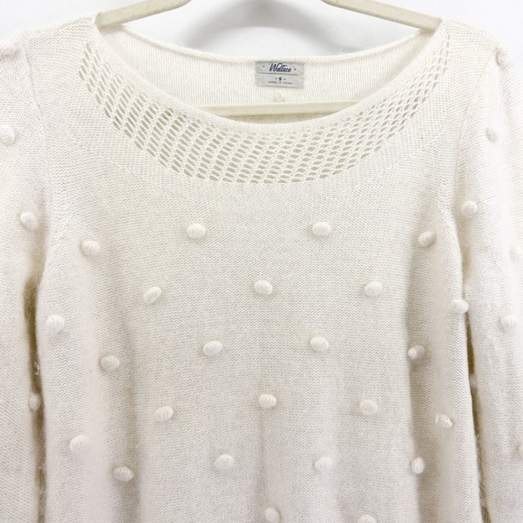 J. Crew Wallace White Angora Rabbit Hair Super Soft Bauble Boat Neck Sweater - Picture 3 of 8